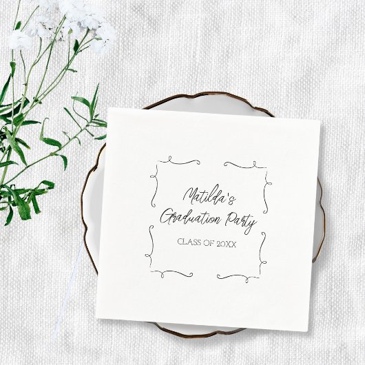 Hand getrokken doodle gepersonaliseerde afstudeerf servet