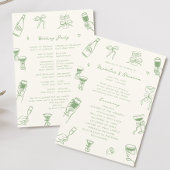 Hand getrokken Doodle Green Wedding Programmakaart
