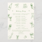 Hand getrokken Doodle Green Wedding Programmakaart (Achterkant)