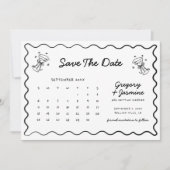 Hand getrokken Doodle Handgeschreven kalender brui Save The Date (Voorkant)