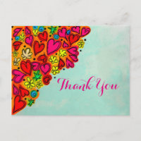 Hand getrokken Doodle Hart en Bloemen Dank u