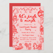 Hand getrokken Doodle Illustratie Kerstfeest Kaart (Voorkant / Achterkant)