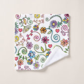 Hand getrokken Doodle Kleurrijk Bloemen naadloos p Bad Handdoek (Wasdoekje)
