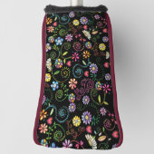 Hand getrokken Doodle Kleurrijk Bloemen naadloos p Golfheadcover (Draai 90)