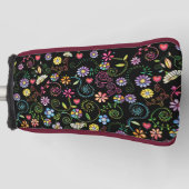 Hand getrokken Doodle Kleurrijk Bloemen naadloos p Golfheadcover (Voorkant)