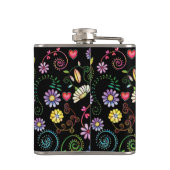 Hand getrokken Doodle Kleurrijk Bloemen naadloos p Heupfles (Achterkant)