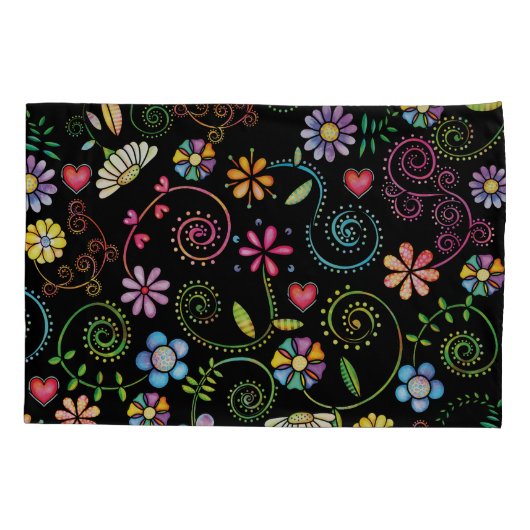 Hand getrokken Doodle Kleurrijk Bloemen naadloos p Kussensloop (Achterkant)