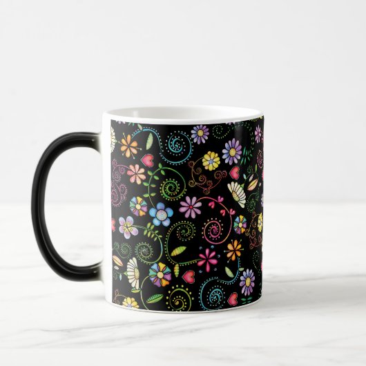 Hand getrokken Doodle Kleurrijk Bloemen naadloos p Magische Mok (Links)