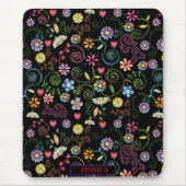 Hand getrokken Doodle Kleurrijk Bloemen naadloos p Muismat (Voorkant)