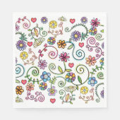 Hand getrokken Doodle Kleurrijk Bloemen naadloos p Servet (Voorkant)