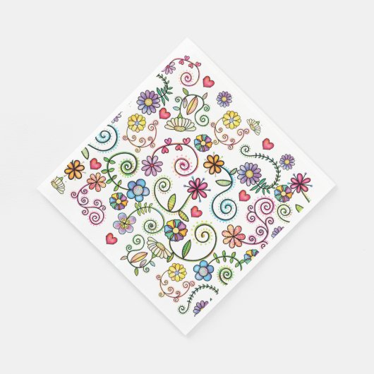 Hand getrokken Doodle Kleurrijk Bloemen naadloos p Servet (Hoek)
