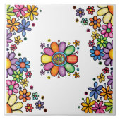 Hand getrokken Doodle Kleurrijk Bloemen naadloos p Tegeltje (Voorkant)