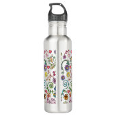 Hand getrokken Doodle Kleurrijk Bloemen naadloos p Waterfles (Achterkant)
