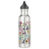 Hand getrokken Doodle Kleurrijk Bloemen naadloos p Waterfles (Rechts)