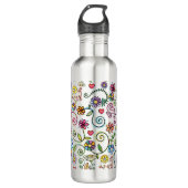 Hand getrokken Doodle Kleurrijk Bloemen naadloos p Waterfles (Voorkant)