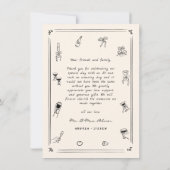 Hand getrokken Doodle Oud Geld Trouwfoto Bedankkaart (Achterkant)