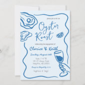 Hand getrokken Doodle Oyster Cocktail Engagement P Kaart (Voorkant)