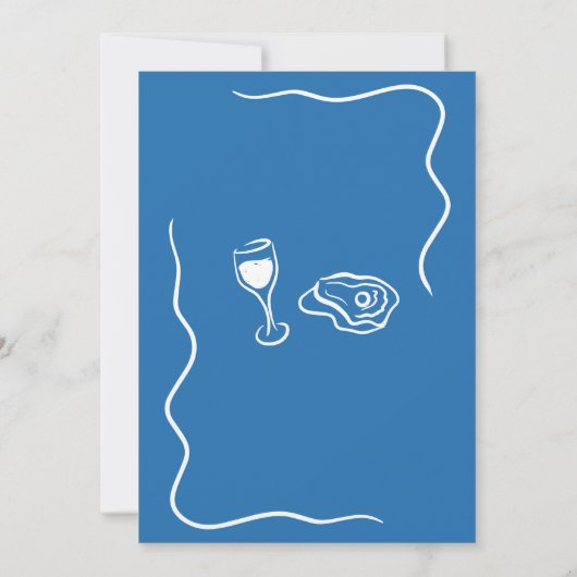 Hand getrokken Doodle Oyster Cocktail Engagement P Kaart (Achterkant)