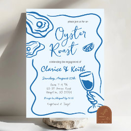 Hand getrokken Doodle Oyster Cocktail Engagement P Kaart
