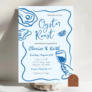 Hand getrokken Doodle Oyster Cocktail Engagement P Kaart