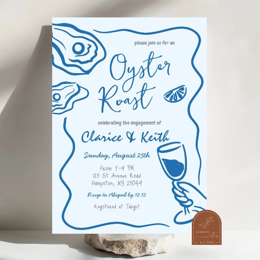 Hand getrokken Doodle Oyster Cocktail Engagement P Kaart