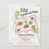 Hand getrokken doodle Picnic Engagement Party Kaart (Voorkant)