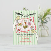 Hand getrokken doodle Picnic Party in de Yardy Kaart (Staand voorkant)