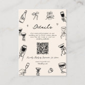 Hand getrokken Doodle Quirky bruiloft details QR-c Informatiekaartje (Voorkant)