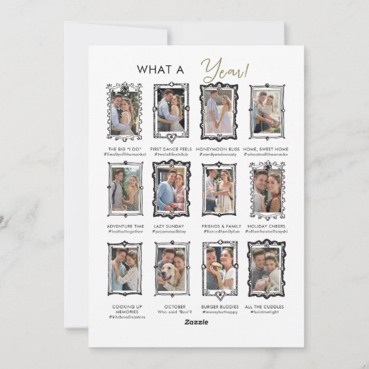 Hand getrokken Doodle Review eerste kersthuwelijk Feestdagenkaart (Achterkant)