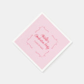 Hand getrokken doodle roze & rood afstudeerfeest servet (Hoek)