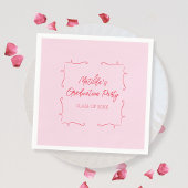 Hand getrokken doodle roze & rood afstudeerfeest servet