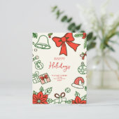 Hand getrokken Doodle Scribble Kerstmis Feestdagenkaart (Staand voorkant)