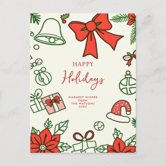 Hand getrokken Doodle Scribble Kerstmis Feestdagenkaart (Voorkant)