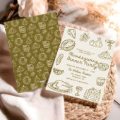 Hand getrokken Doodle Thanksgiving Dinner Uitnodig Feestdagenkaart