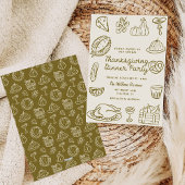 Hand getrokken Doodle Thanksgiving Dinner Uitnodig Feestdagenkaart