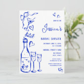 Hand getrokken Doodle Vrijgezellenfeest Franse boo Kaart (Staand voorkant)