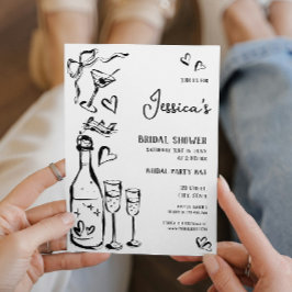 Hand getrokken Doodle Vrijgezellenfeest Franse boo Kaart