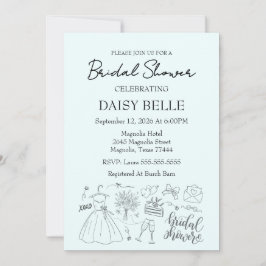 Hand getrokken Doodle Vrijgezellenfeest Groen Kaart