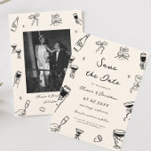 Hand Getrokken Doodle Wedding Save the Date Foto Kaart
