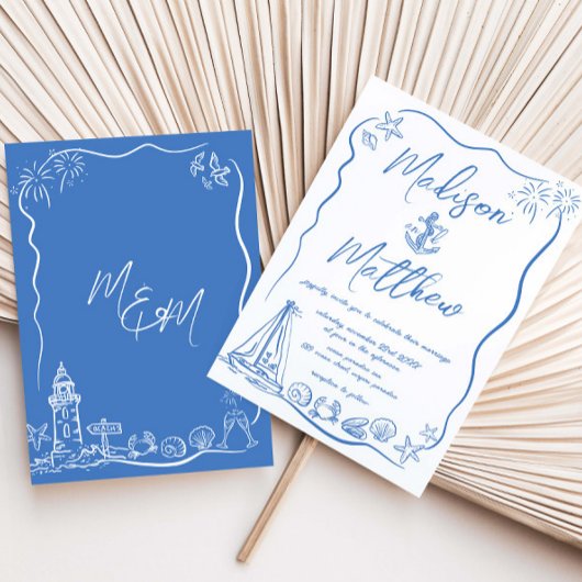 Hand getrokken Doodles Anker Strand Nautische brui Kaart