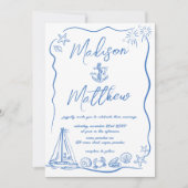 Hand getrokken Doodles Anker Strand Nautische brui Kaart (Voorkant)