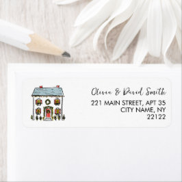 Hand-getrokken Doodles Feestelijke Home Retour Adr Etiket