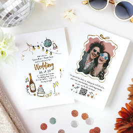 Hand getrokken Doodles Funky bruiloft & details Fo Kaart