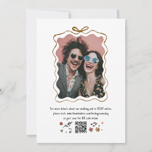 Hand getrokken Doodles Funky bruiloft & details Fo Kaart (Achterkant)