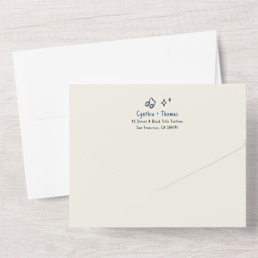 Hand getrokken Doodles Funky eigenzinnige moderne All In One Uitnodiging (Achterkant)