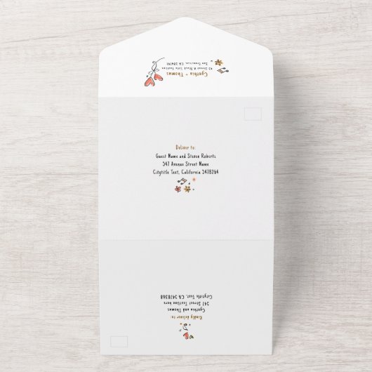 Hand getrokken Doodles Funky eigenzinnige moderne All In One Uitnodiging (Buitenkant)