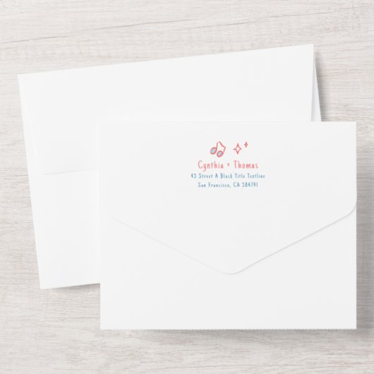 Hand getrokken Doodles Funky eigenzinnige moderne All In One Uitnodiging (Achterkant)