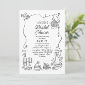 Hand getrokken Doodles Funky Whimsical Vrijgezelle Kaart (Staand voorkant)