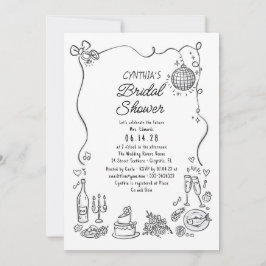 Hand getrokken Doodles Funky Whimsical Vrijgezelle Kaart