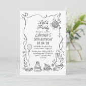 Hand getrokken Doodles grillige eigenzinnige volwa Kaart (Staand voorkant)